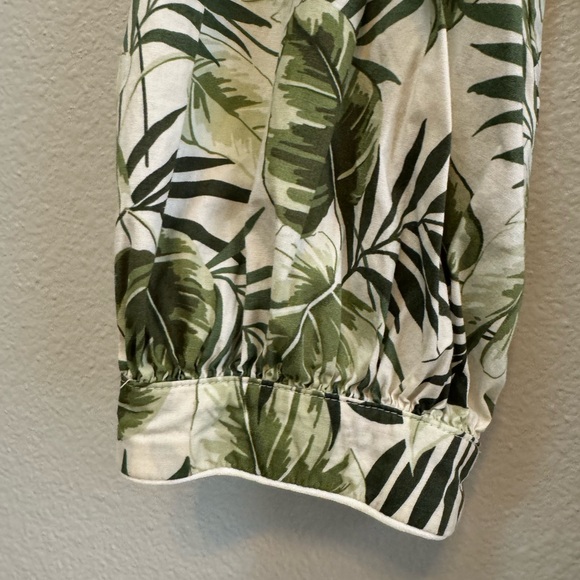 Reformation Marella Jervis belted botanical palm print dress in cream and green - Picture 6 of 10